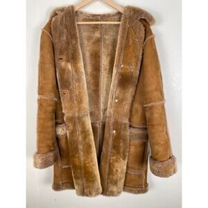 Vintage genuine shearling sheepskin coat jacket Marlboro man Neiman Marcus suede